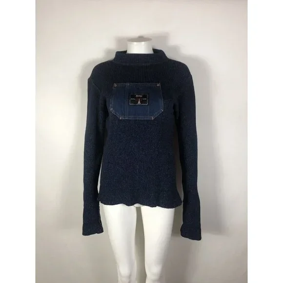Rare Vtg Jean Paul Gaultier Jean's Navy Pocket Sweater M Rare Vtg Jean Paul Gaultier Jean's Navy Pocket Sweater M